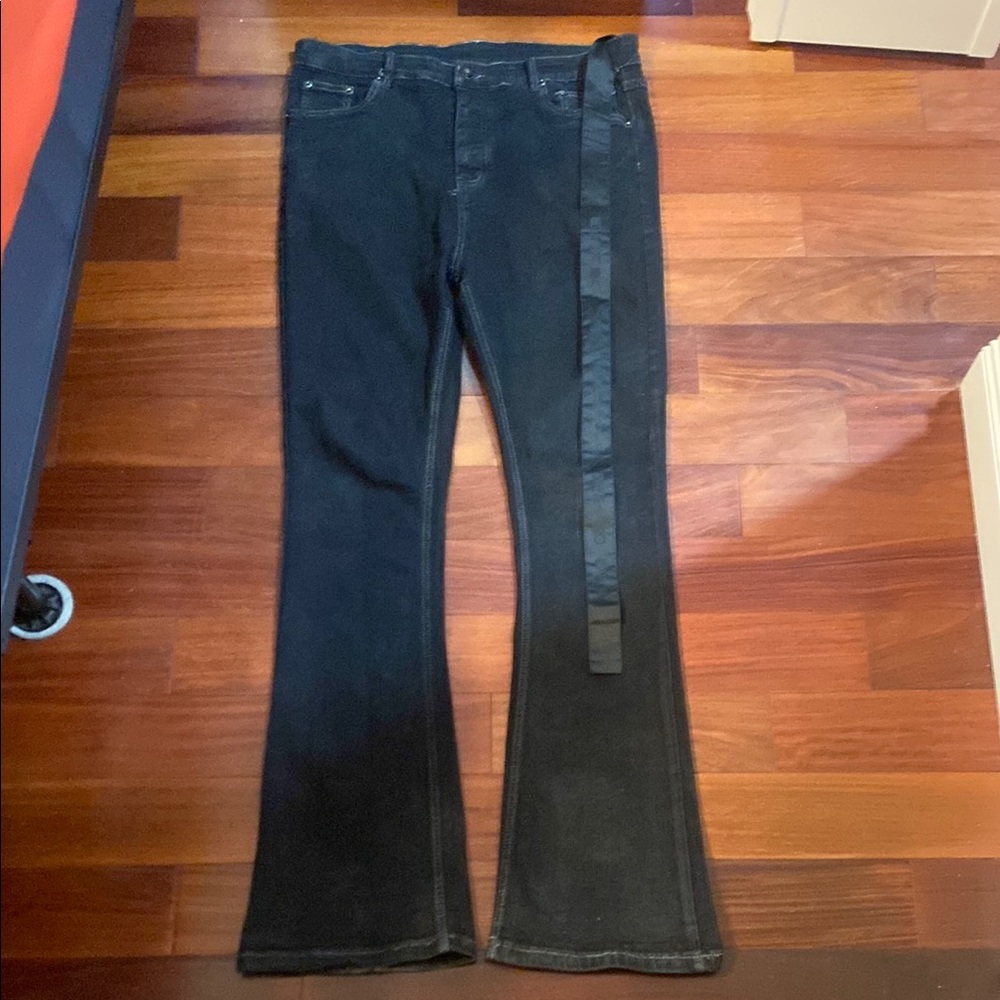 Rick Owens Waxed Detroit Cut Flared Jeans